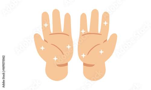 Clean hands with sparkling effect, palms up.
