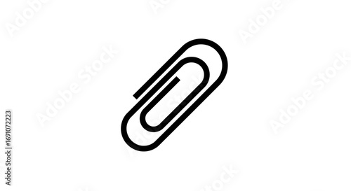 Minimalist vector illustration of a black paper clip on a white background