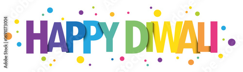 HAPPY DIWALI colorful vector typography banner