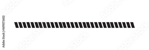 Slash lines pattern. Border with tilted parallel stripes. Embroidery ornament with slanted stitches on white background. Geometric print for caution tape or barrier.