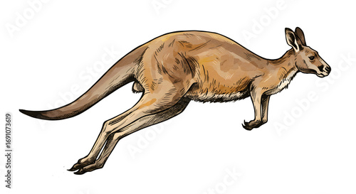 Watercolor Kangaroo Illustration - Australian Wildlife Art png clear alpha channel cutout isolated on transparent background