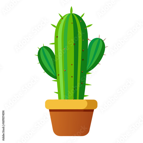 Vibrant green potted cactus with sharp spines adds a touch of desert charm to any modern home decor or creative project, offering a low-maintenance pop of natural beauty.