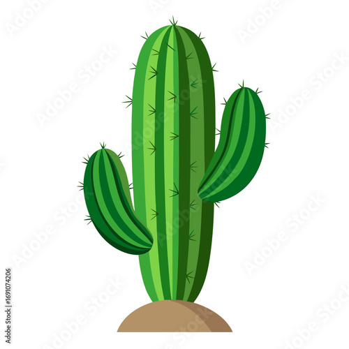Vibrant green cactus with spiky details stands tall on desert soil, evoking arid landscapes and resilient desert flora for your creative projects
