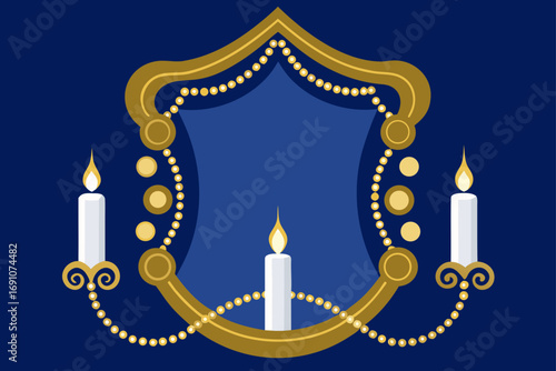 an opulent gold frame  empty  against a midnight b