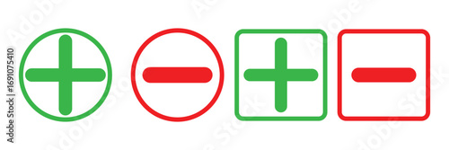 Plus and minus vector icon in modern design style for web site and mobile app EPS 10