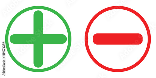 Plus and minus vector icon in modern design style for web site and mobile app EPS 10