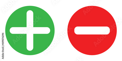 Plus and minus vector icon in modern design style for web site and mobile app EPS 10