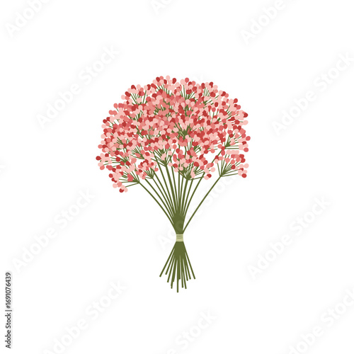 A delicate bundle of tiny pink flowers tied together by green stems