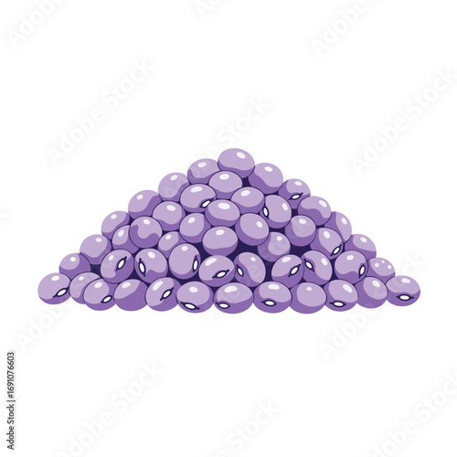 A large pile of small purple beans with white eyes creates a fun texture