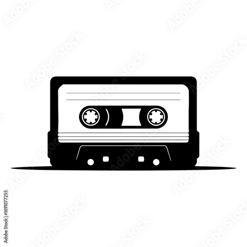 Retro cassette tape music audio recording media vintage sound technology nostalgia design element vector