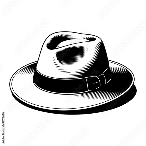 Classic fedora hat with ribbon detail vintage style fashion accessory isolated item vector