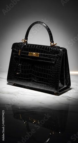 Black Patent Leather Herm?s Kelly Bag.