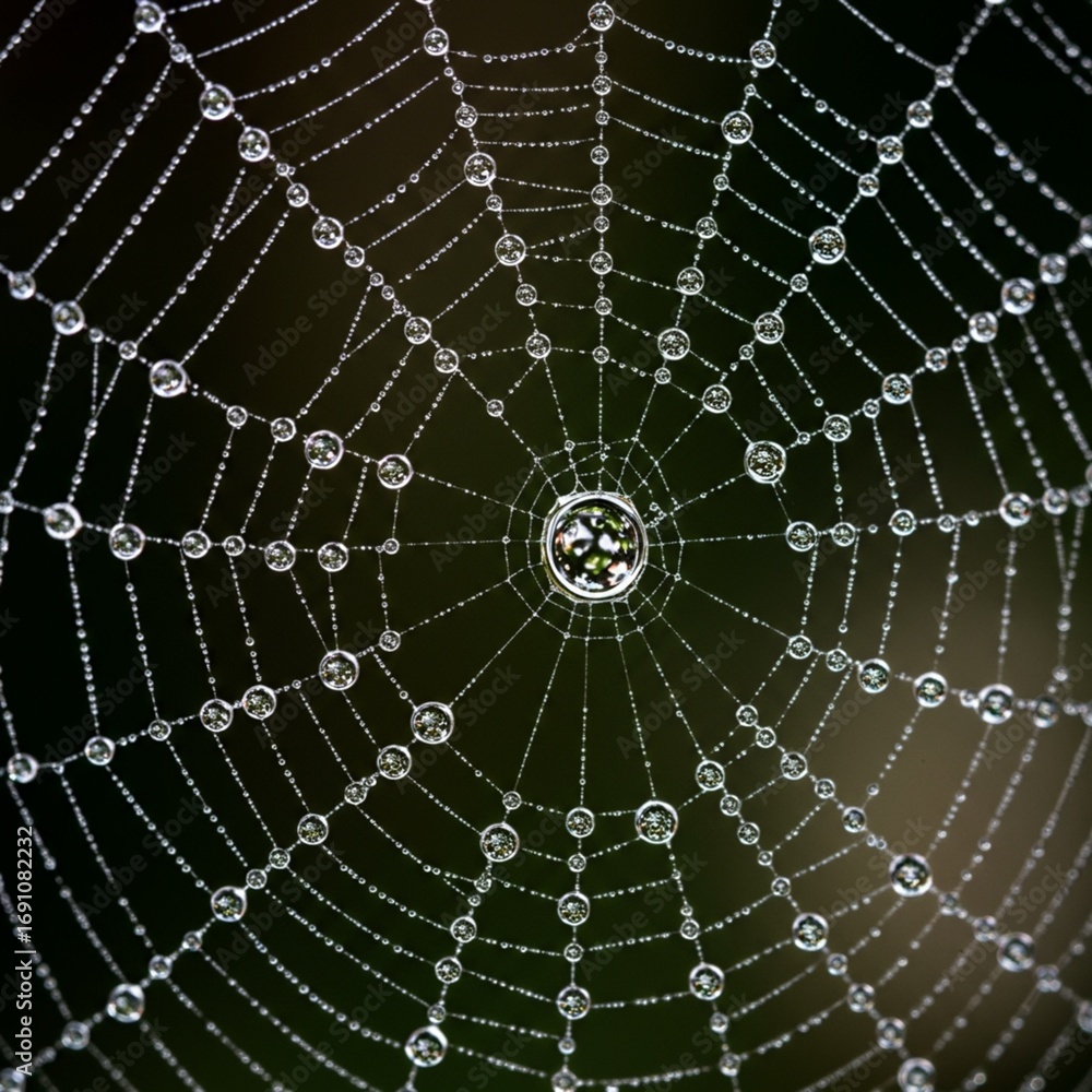 Fototapeta premium Dew-Covered Spiderweb