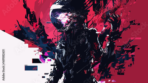 Astronaut's Digital Descent An Artistic Glitch in Space Exploration