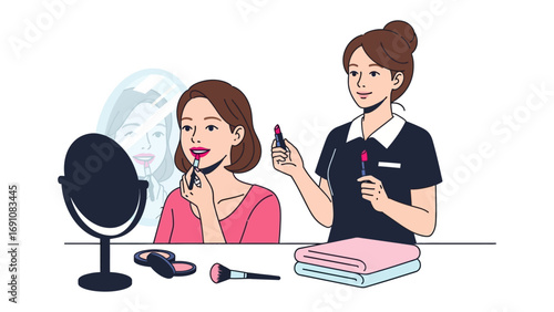 Women enjoying a relaxing spa day with various treatments including bathing facials and massage in a serene and tranquil wellness center setting