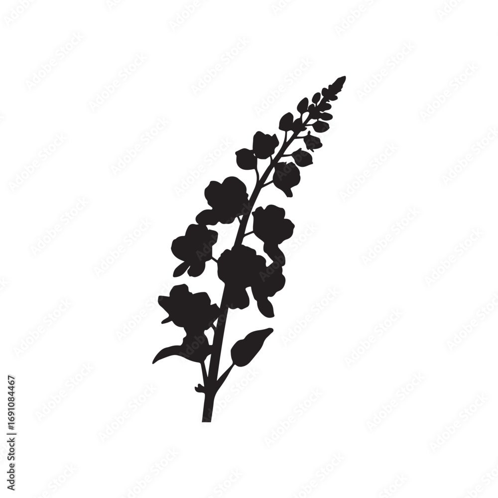 Naklejka premium Black Color Snapdragon Vector Silhouette Illustration, Solid White Background (3).eps