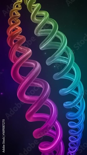 Colorful abstract spiral design with gradient hues on a dark background, showcasing fluid motion