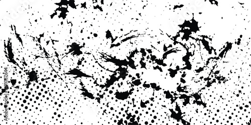 Wallpaper Mural Abstract monochrome textured pattern with dotted halftone and organic splatters white background Torontodigital.ca