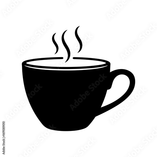 A steaming hot cup of coffee or tea in a classic mug with wisps of steam rising signifying warmth and comfort. vector