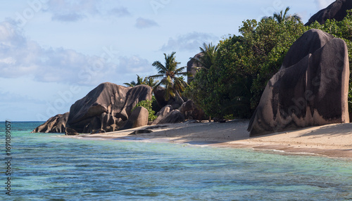 Anse Source d'Argent Beach, La Digue Island, Seychelles. Granitic Rocks and Turquoise Waters