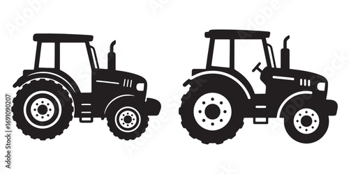 Tractor silhouette icon vector illustration set