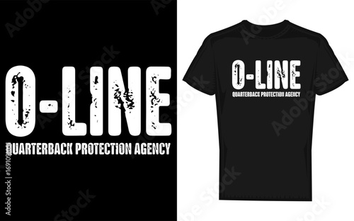 Dynamic football offensive line protecting the quarterback in a bold silhouette style perfect for sports branding and agency logos