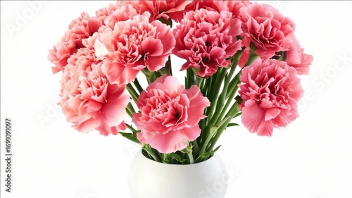 Pink Carnation Bouquet in White Vase
