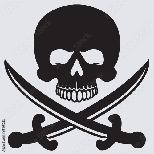 a pirate skull with crosswords silhouette vector art illustration, pirate skull and crossbones