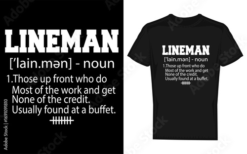 American football offensive lineman silhouette with definition text sports graphic