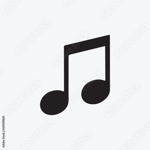 Black music note symbol isolated