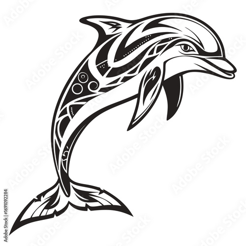 Tribal dolphin tattoo design black and white
