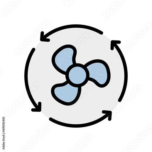 Air ventilation color icon. Heating, ventilation and cooling systems for indoor climate control. Fans, vents and temperature regulation equipment.