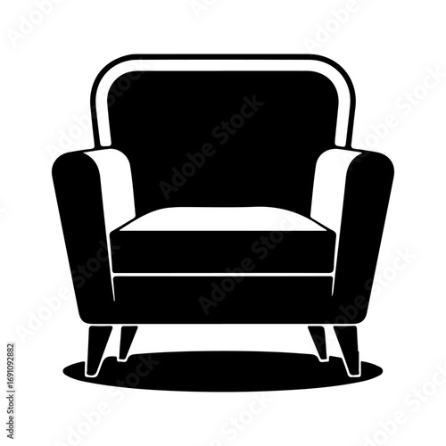 Comfortable armchair silhouette isolated modern furniture design simple graphic element for home decor and interior design vector