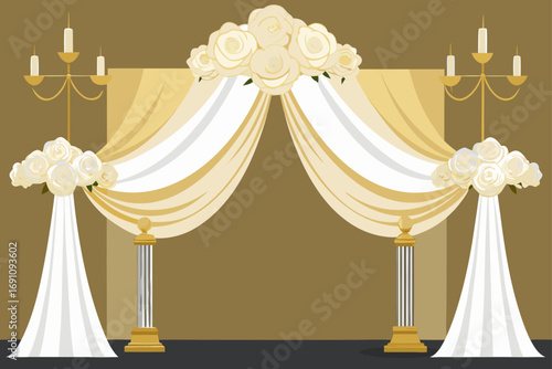 a classic elegance backdrop with ivory and gold si