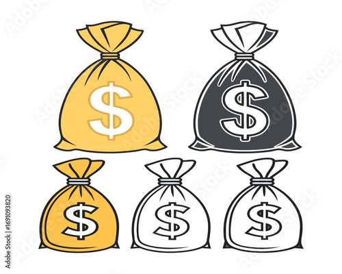 Money Bags Illustrations of Wealth, Finance, and Investment