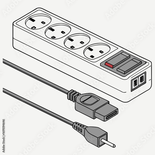 Shop power strip surge protector with usb ports and extension cord for home office and electronics safety