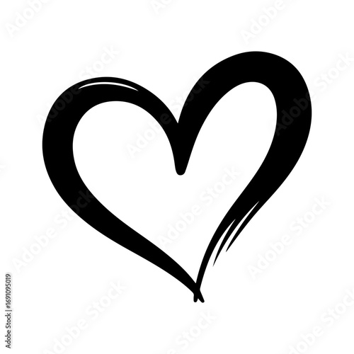 Hand drawn black heart brush stroke symbol of love and affection simple artistic design element vector
