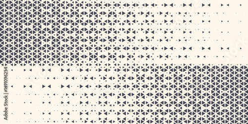 Triangle Shapes Vector Abstract Geometric Technology Background. Radial Composition Halftone Frame Triangular Retro Simple Pattern. Minimal Style Dynamic Tech Wallpaper