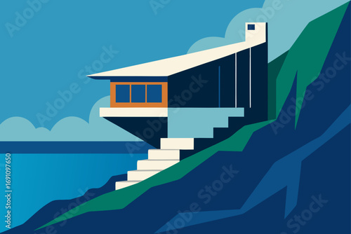 a modern architectural marvel  a house built into 