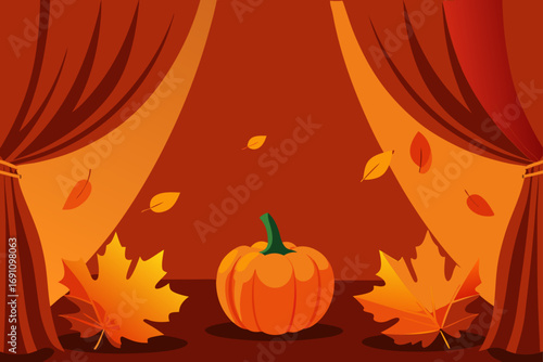 an autumn harvest backdrop with deep orange and bu