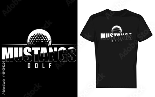 Mustangs golf design golf champions school team silhouette graphic
