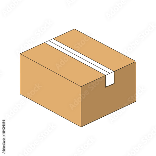 Cardboard box shipping parcel isometric view ready for logistics and delivery services vector