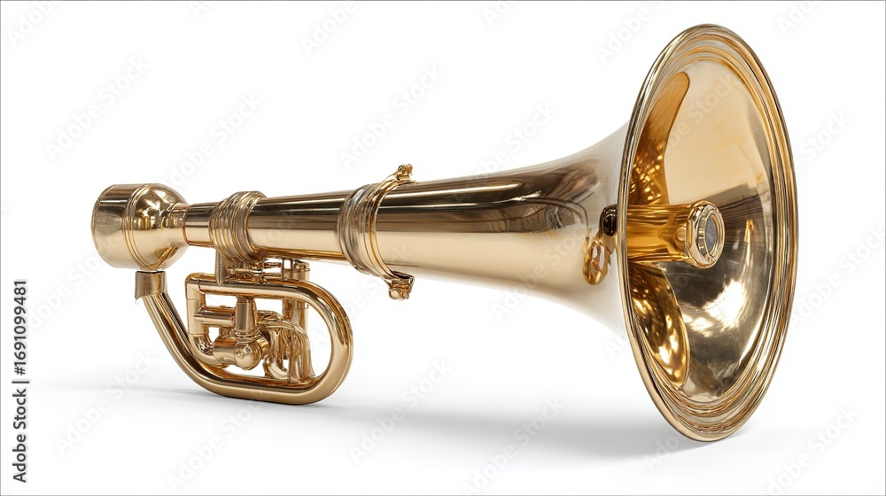 Obraz premium Stunning golden trumpet megaphone for impactful announcements and vintage marketing campaigns now available
