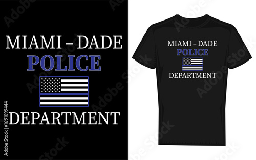 Miami dade police thin blue line usa flag silhouette patriotic law enforcement support banner design