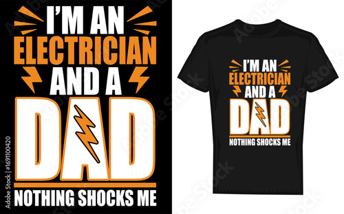 Humorous electrician dad joke design featuring a silhouette of a wireman or electrical worker perfect for banners and advertisements celebrating the profession