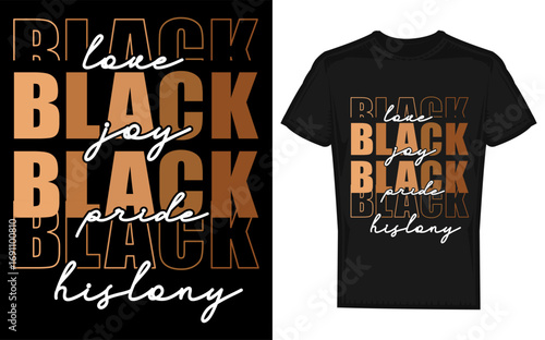 Empowering black women silhouette celebrating melanin and black history month with vibrant colors and bold typography