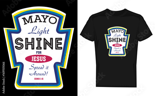 Funny christian parody silhouette of a light shine a humorous religious illustration with a playful message