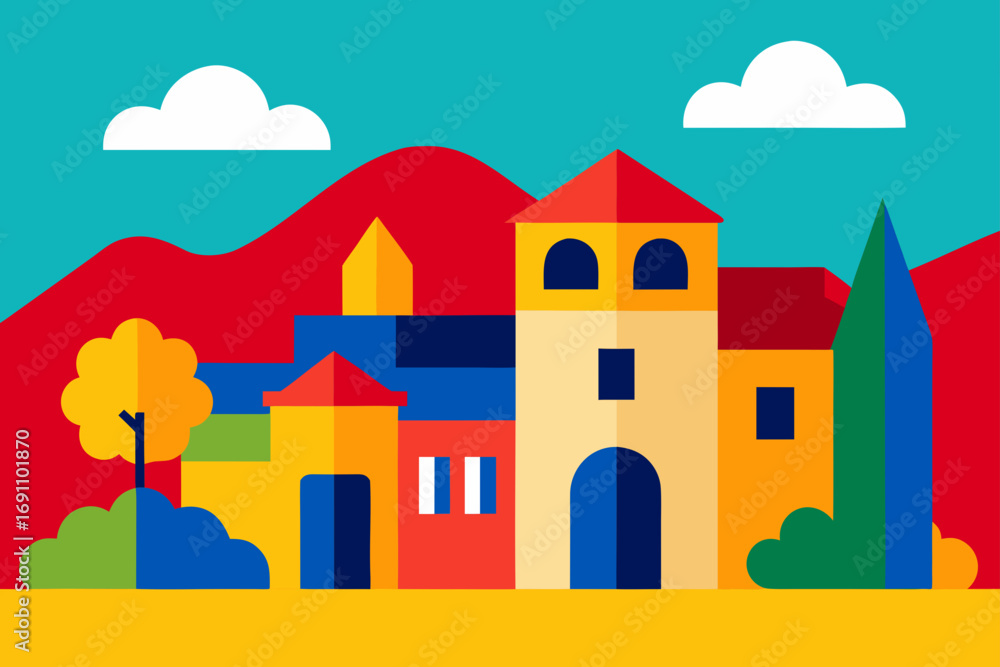 a vibrant  color splashed casa in a sunny spanish 