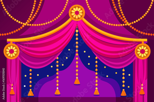 a vibrant bollywood glamour backdrop with richly e