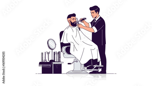 A woman receiving a manicure from a nail technician at a salon with focus on detailed nail care and beauty treatments